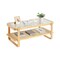 45-Inch Rectangle Rattan Coffee Table with Tempered Glass Top and One Open Storage Shelf